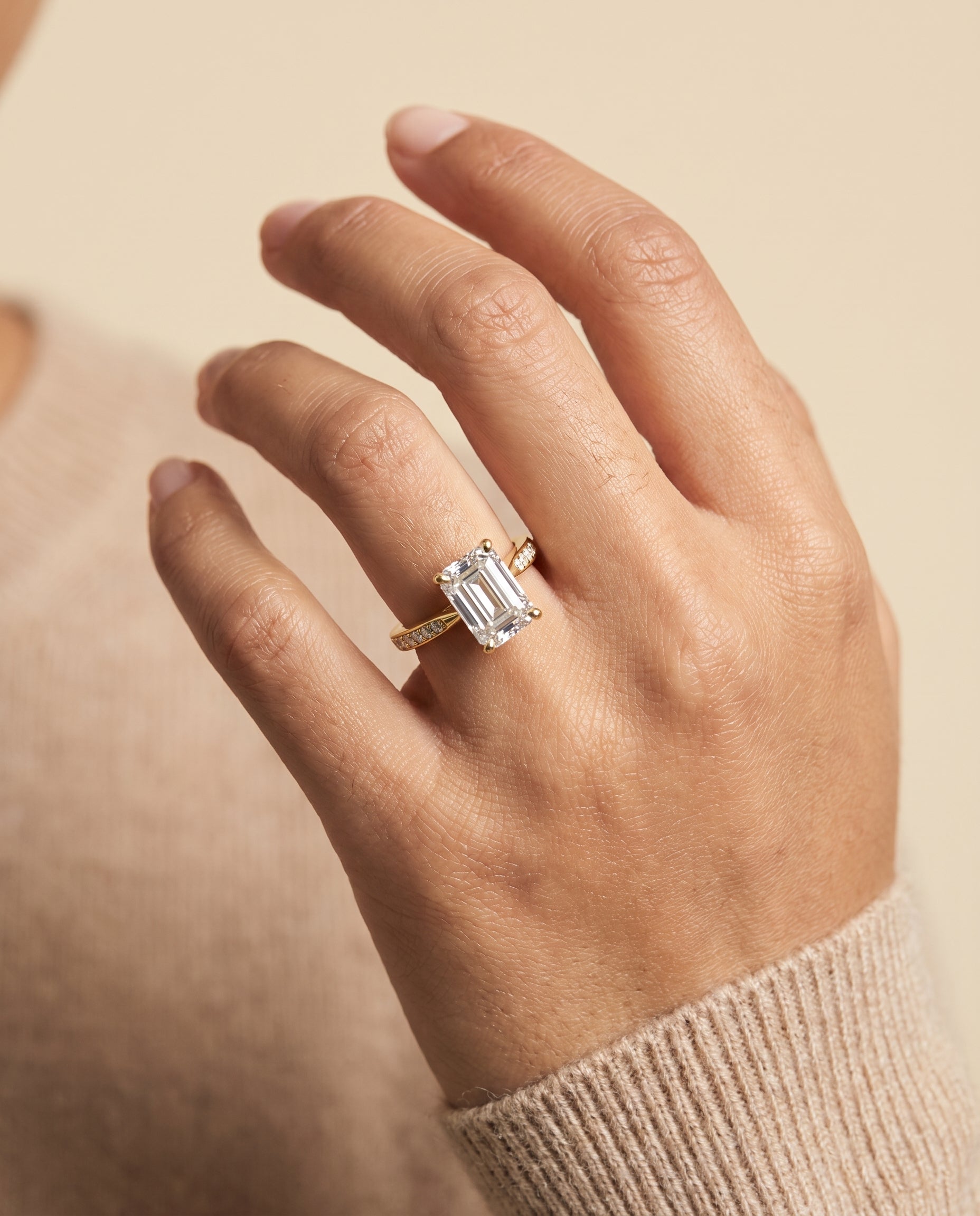 The Carrie engagement ring setting in 18K Yellow Gold, pavé cut design | RockHer