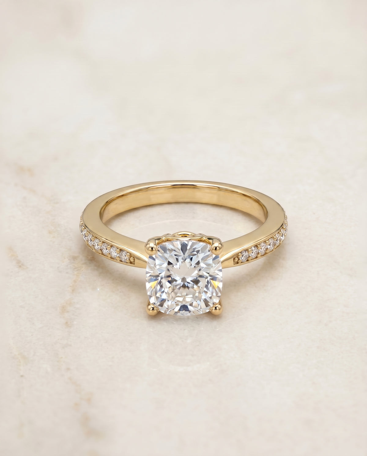 The Carrie cushion engagement ring setting in 18K Yellow Gold | RockHer