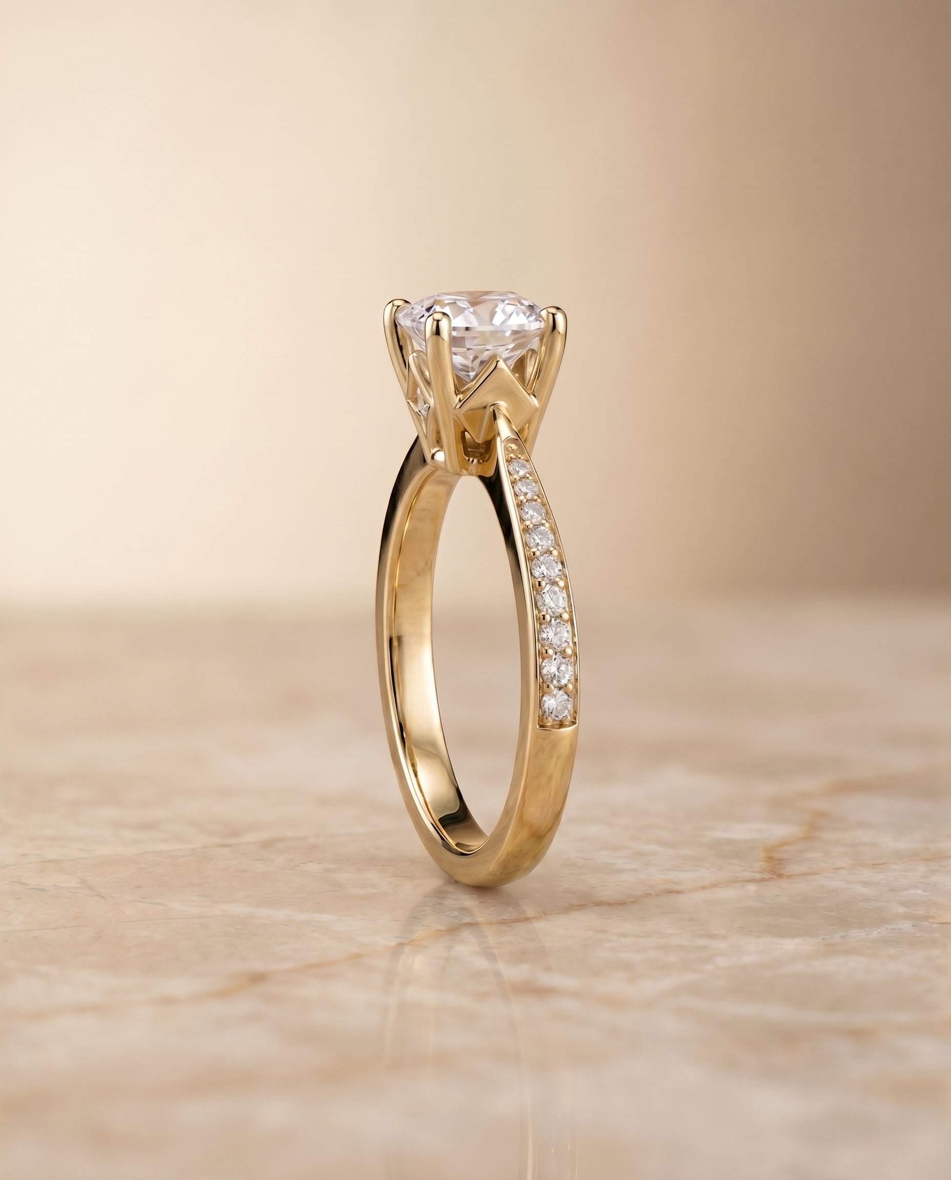 Pavé Cut styling on The Carrie cushion engagement ring setting | RockHer