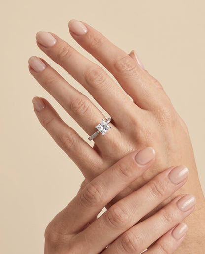 The Carrie Pavé Princess Cut Engagement Ring Setting in 18K White Gold