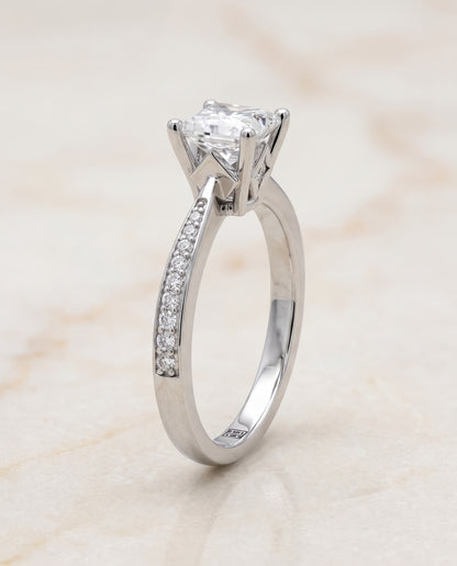 The Carrie Pavé Princess Cut Engagement Ring Setting in 18K White Gold