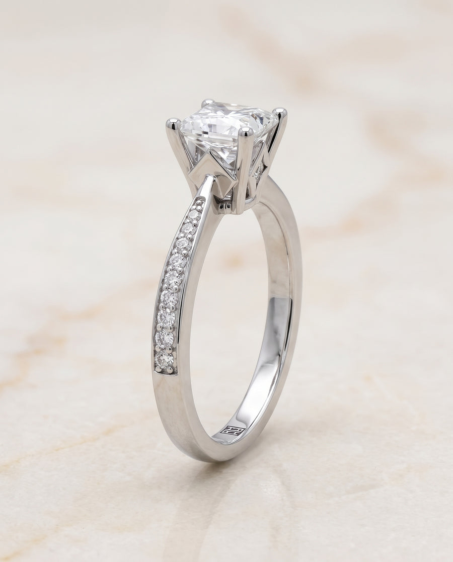 The Carrie Engagement Ring, made to order in our Los Angeles atelier