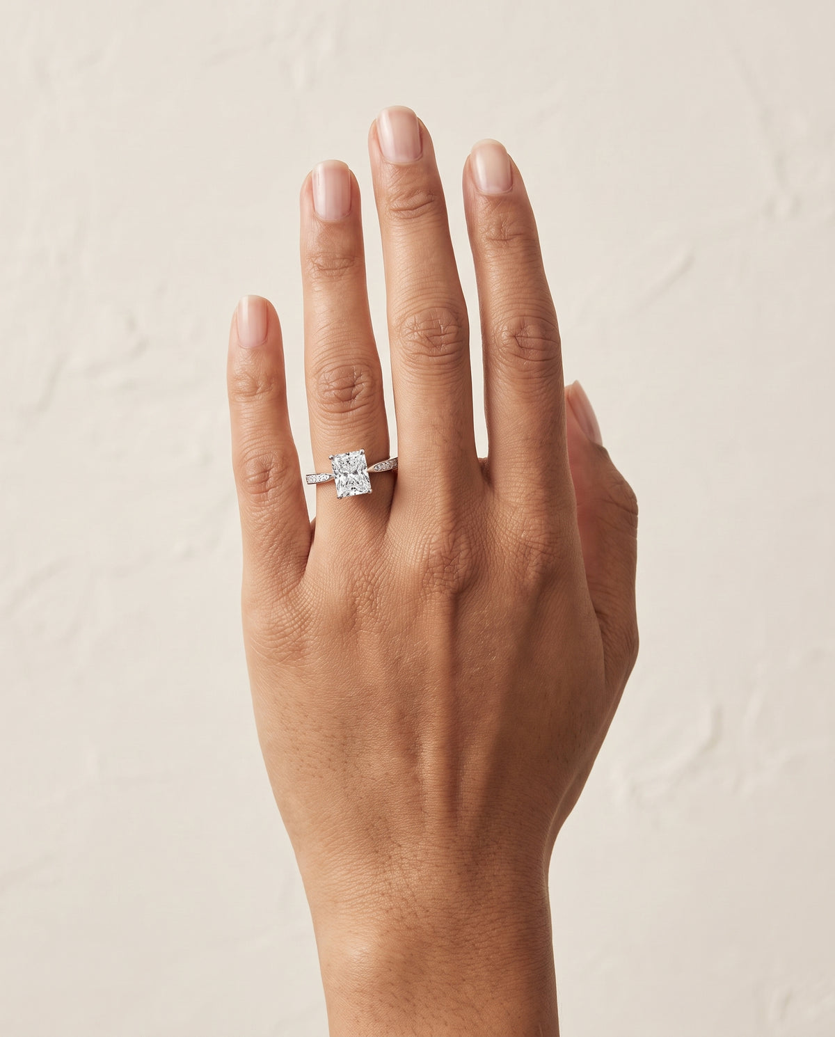 The Carrie Pavé Radiant Cut Engagement Ring Setting in 18K White Gold