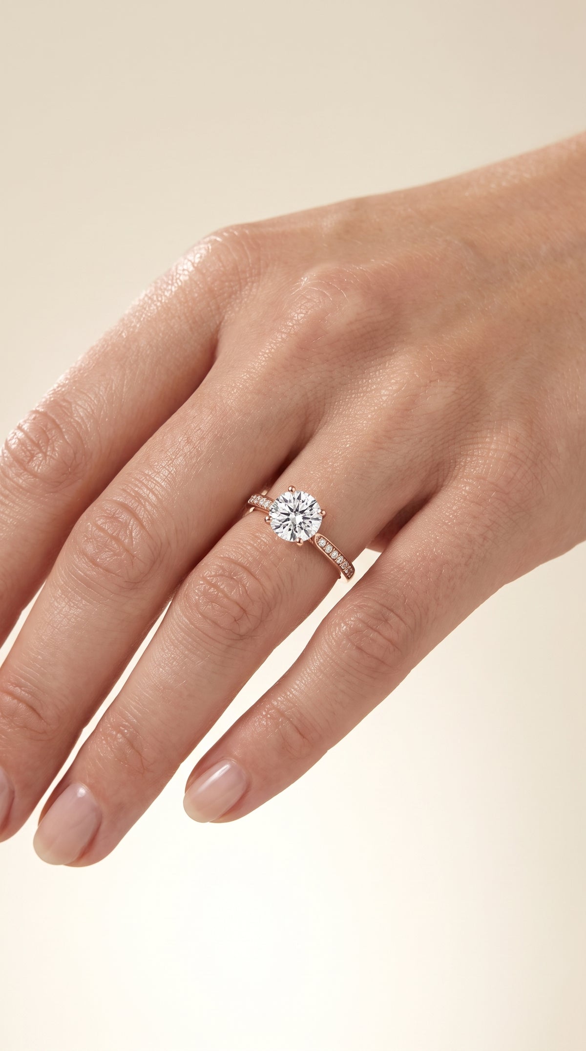 The Carrie Pavé Round Engagement Ring Setting in 14K Rose Gold