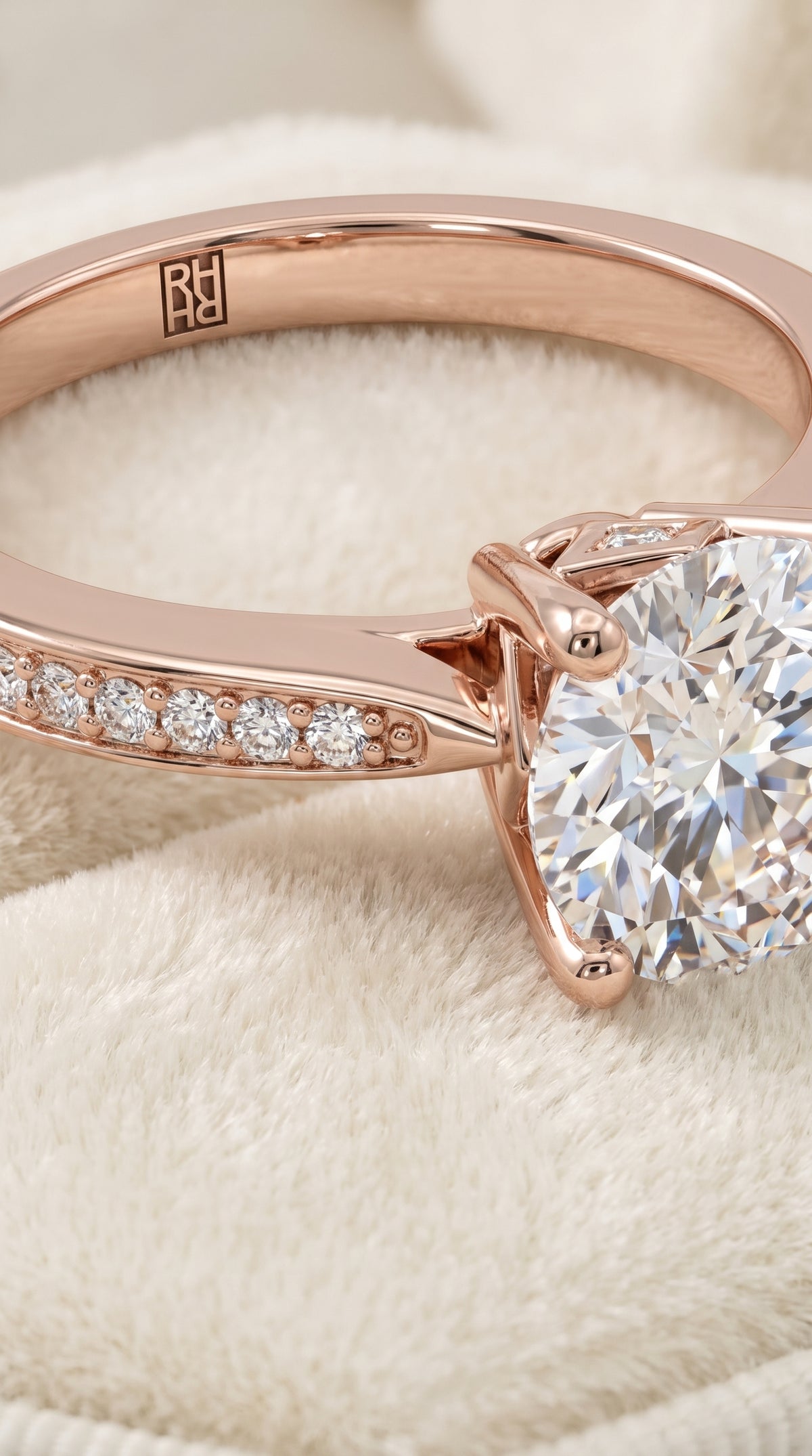 The Carrie Pavé Round Engagement Ring Setting in 14K Rose Gold