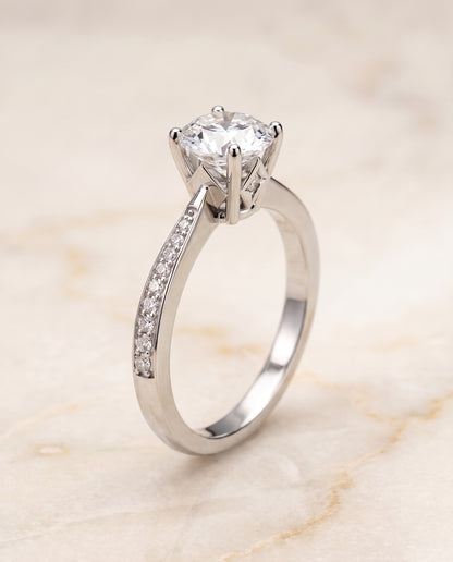 The Carrie Pavé Round Engagement Ring Setting in 18K White Gold