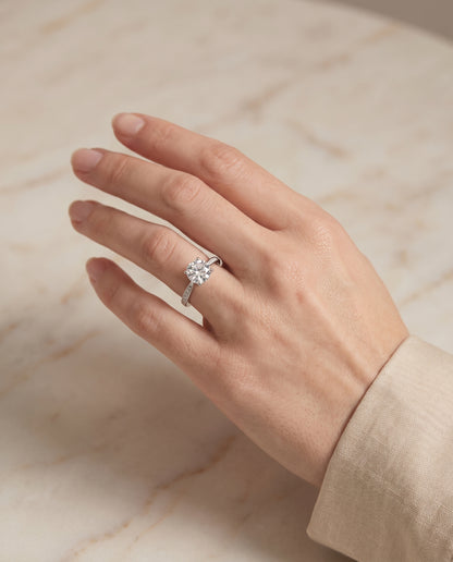 The Carrie Pavé Round Engagement Ring Setting in 18K White Gold