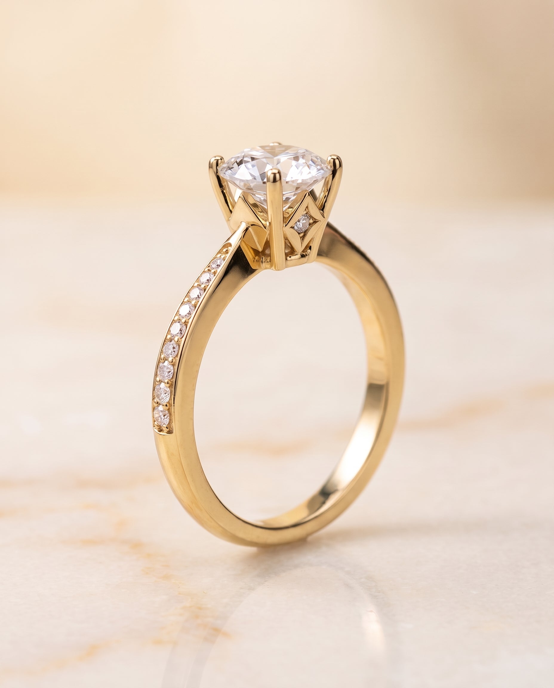 Pavé styling on The Carrie round engagement ring setting | RockHer