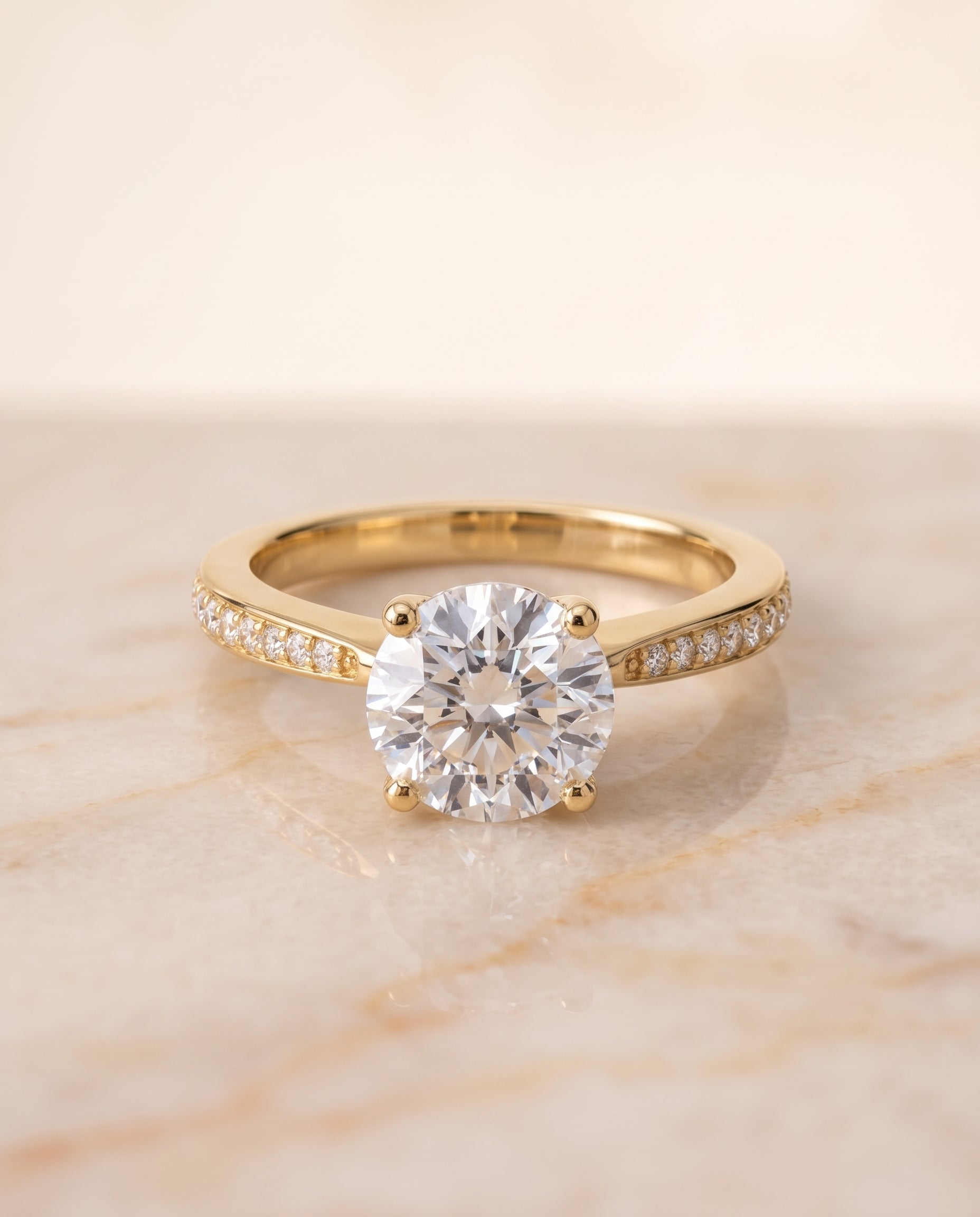 The Carrie Pavé Round Engagement Ring Setting in 18K Yellow Gold
