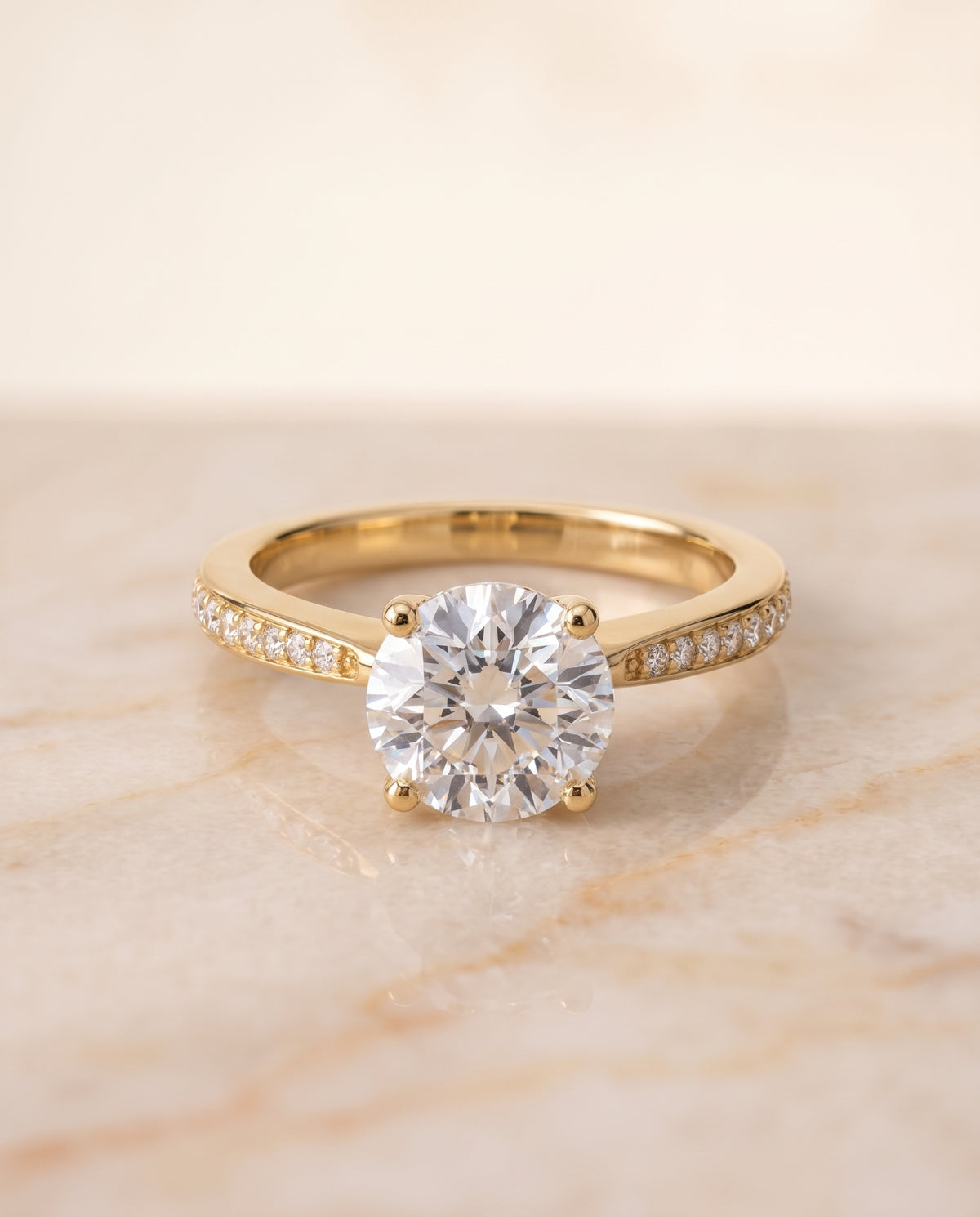 The Carrie round engagement ring setting in 18K Yellow Gold | RockHer