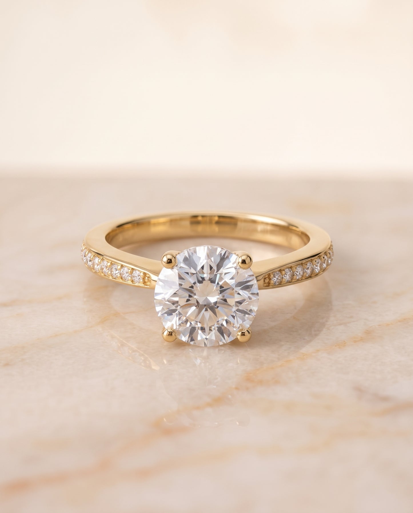 The Carrie Pavé Round Engagement Ring Setting in 18K Yellow Gold