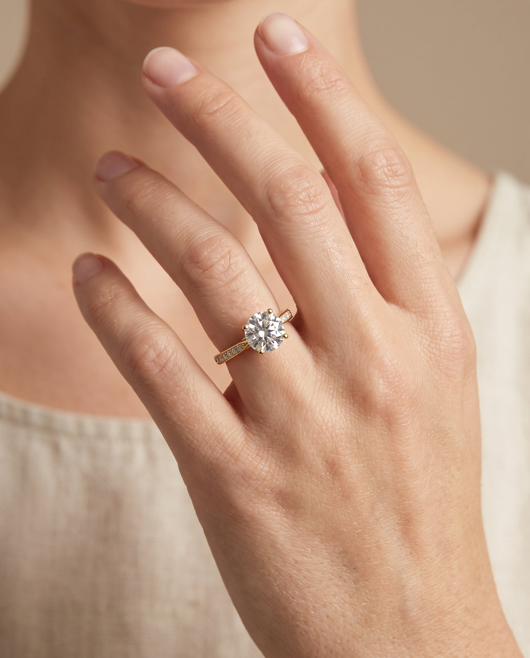 The Carrie engagement ring setting in 18K Yellow Gold, pavé design | RockHer