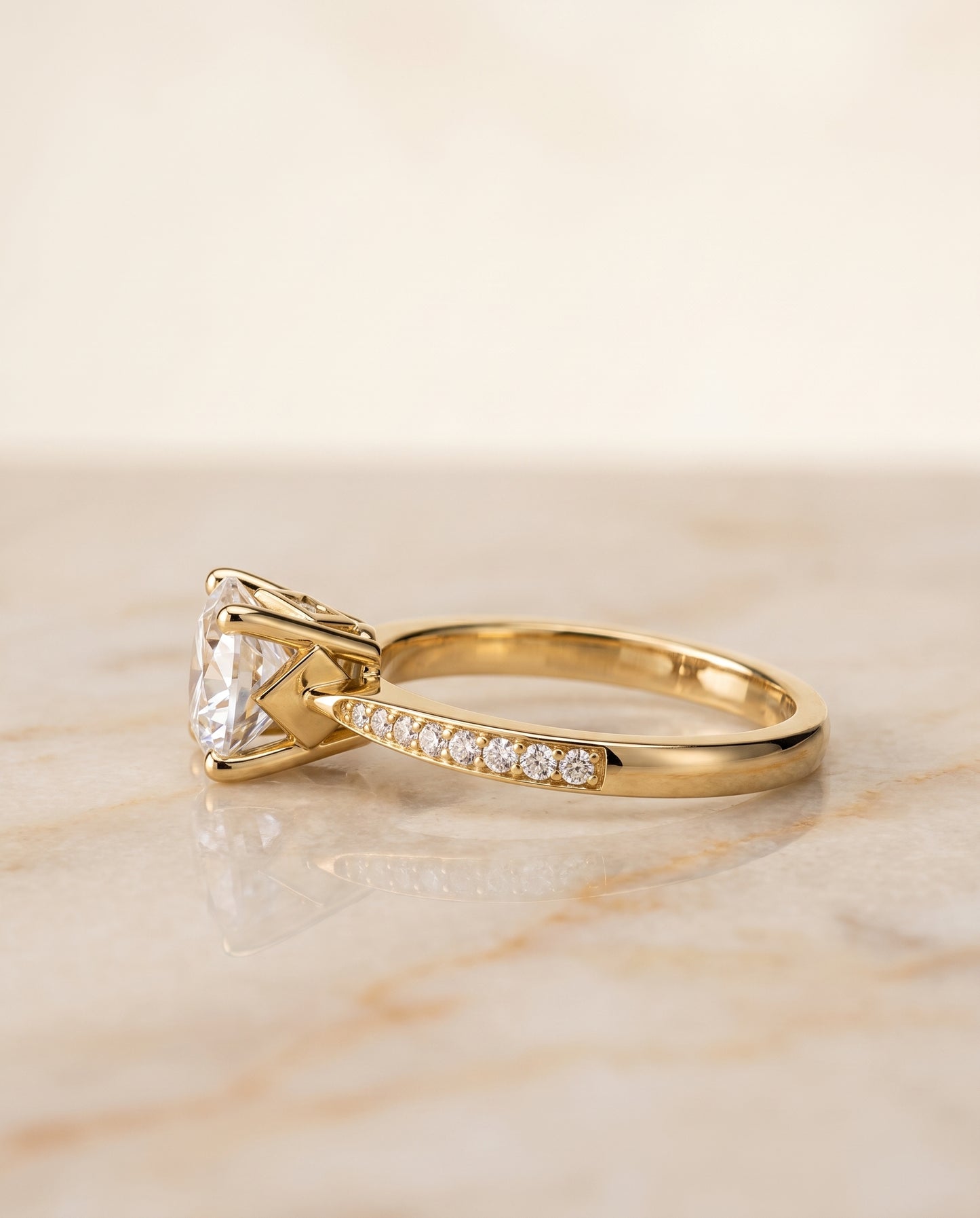 The Carrie Pavé Round Engagement Ring Setting in 18K Yellow Gold