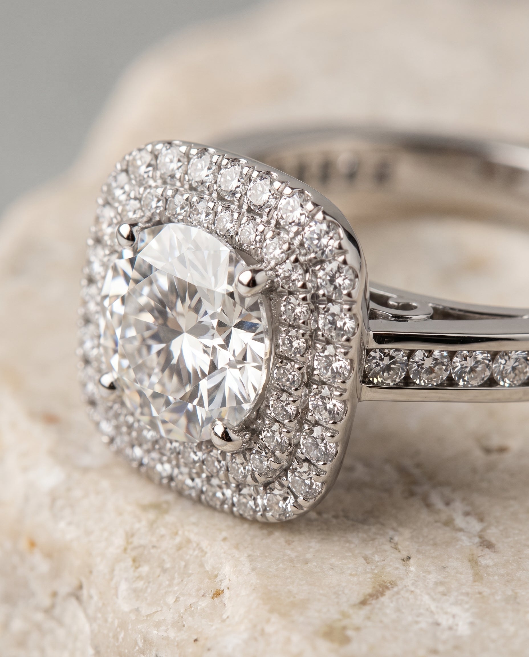 Platinum band of The Cecilia round engagement ring setting | RockHer