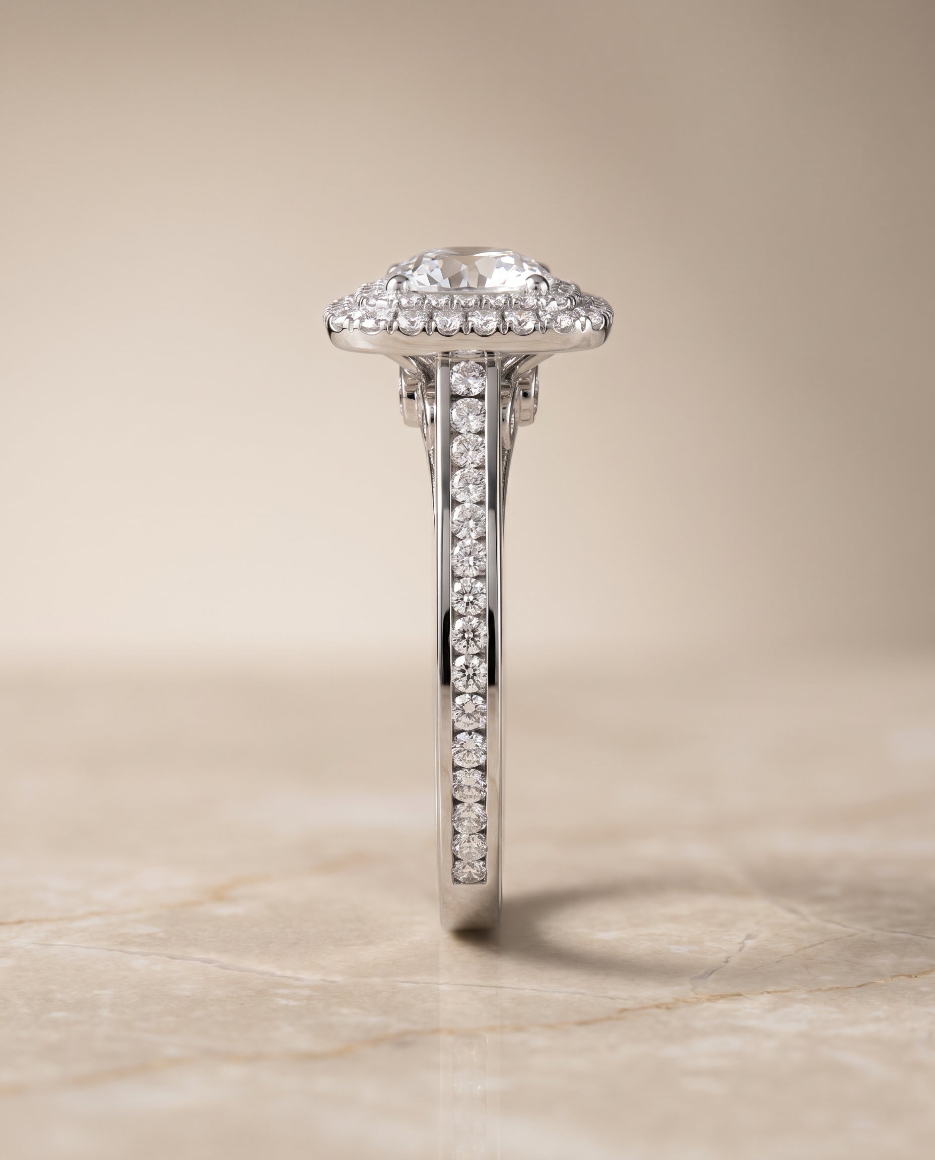 The Cecilia setting for round diamonds, made to order in Platinum | RockHer