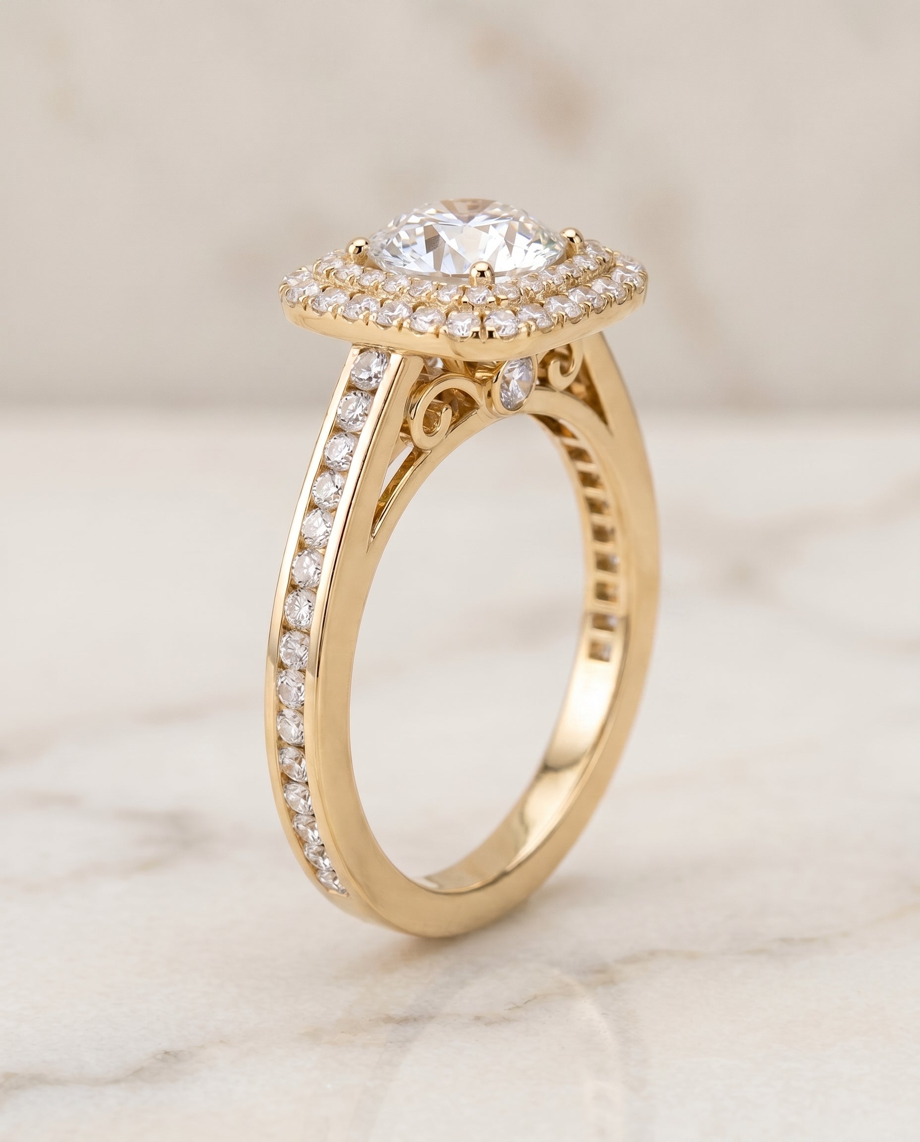 The Cecilia setting for round diamonds, made to order in 18K Yellow Gold | RockHer