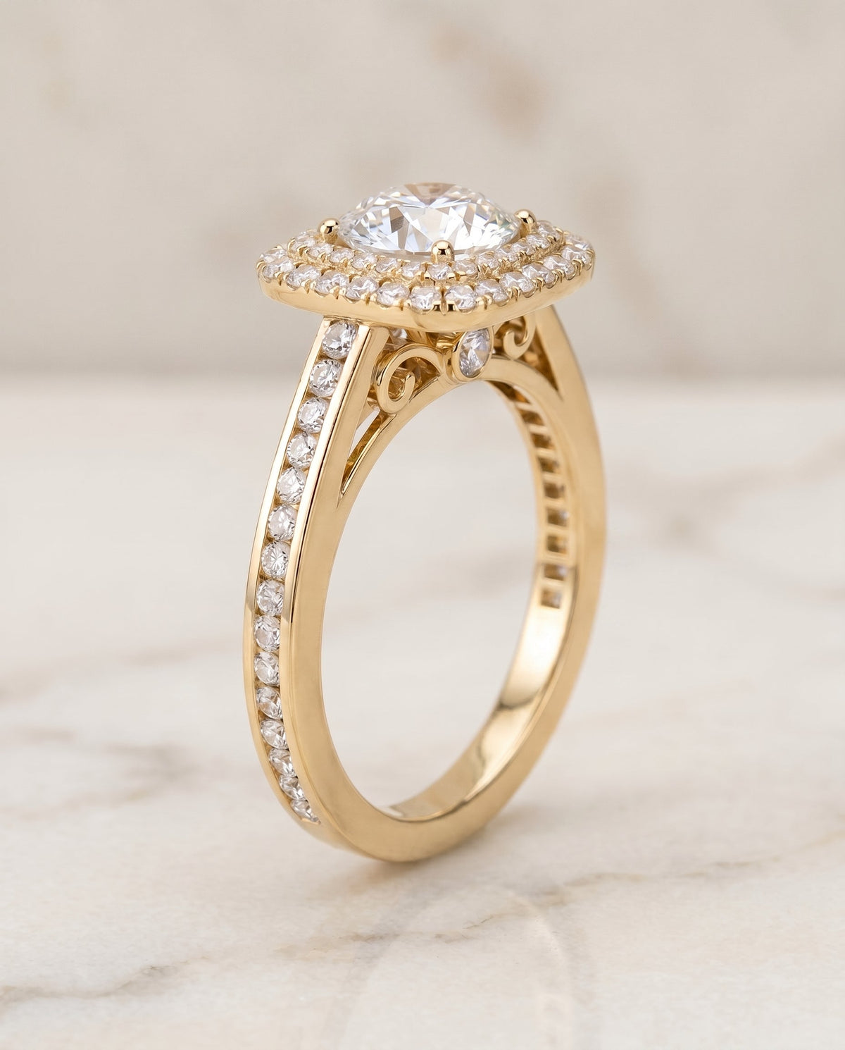 The Cecilia setting for round diamonds, made to order in 18K Yellow Gold | RockHer