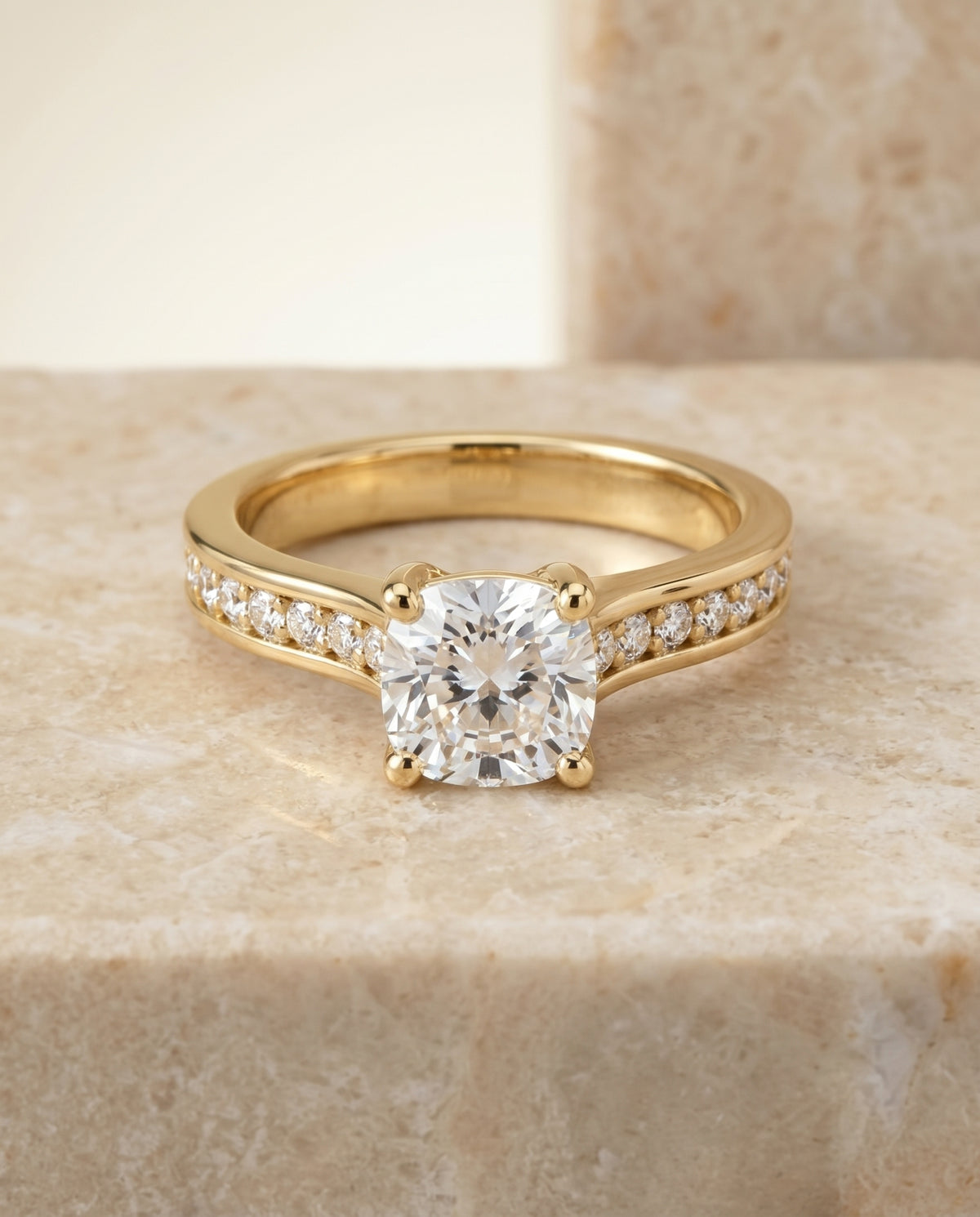 The Celesta cushion engagement ring setting in 18K Yellow Gold | RockHer