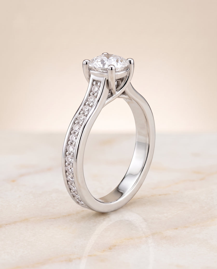 The Celesta Engagement Ring, made to order in our Los Angeles atelier