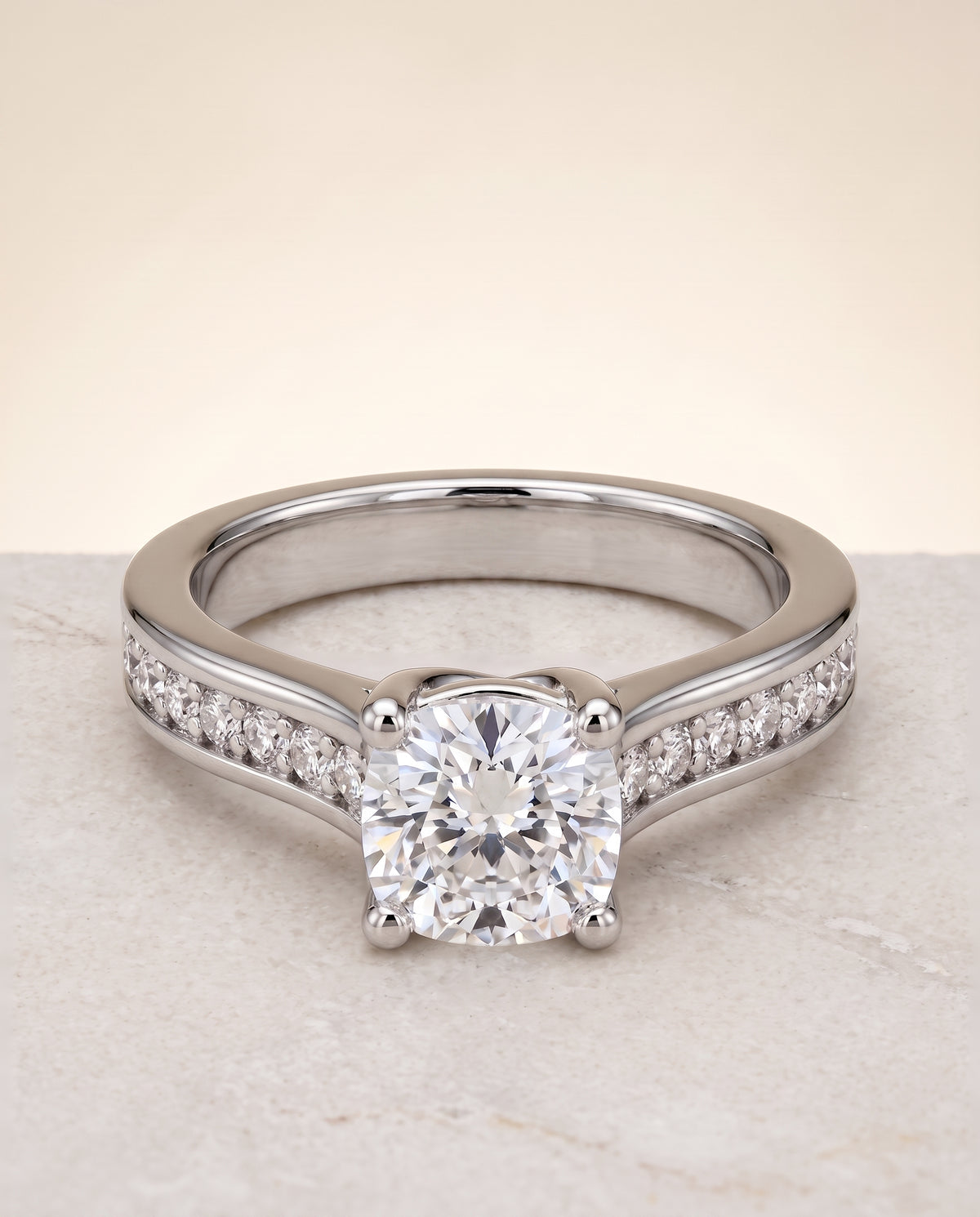 The Celesta cushion engagement ring setting in Platinum | RockHer