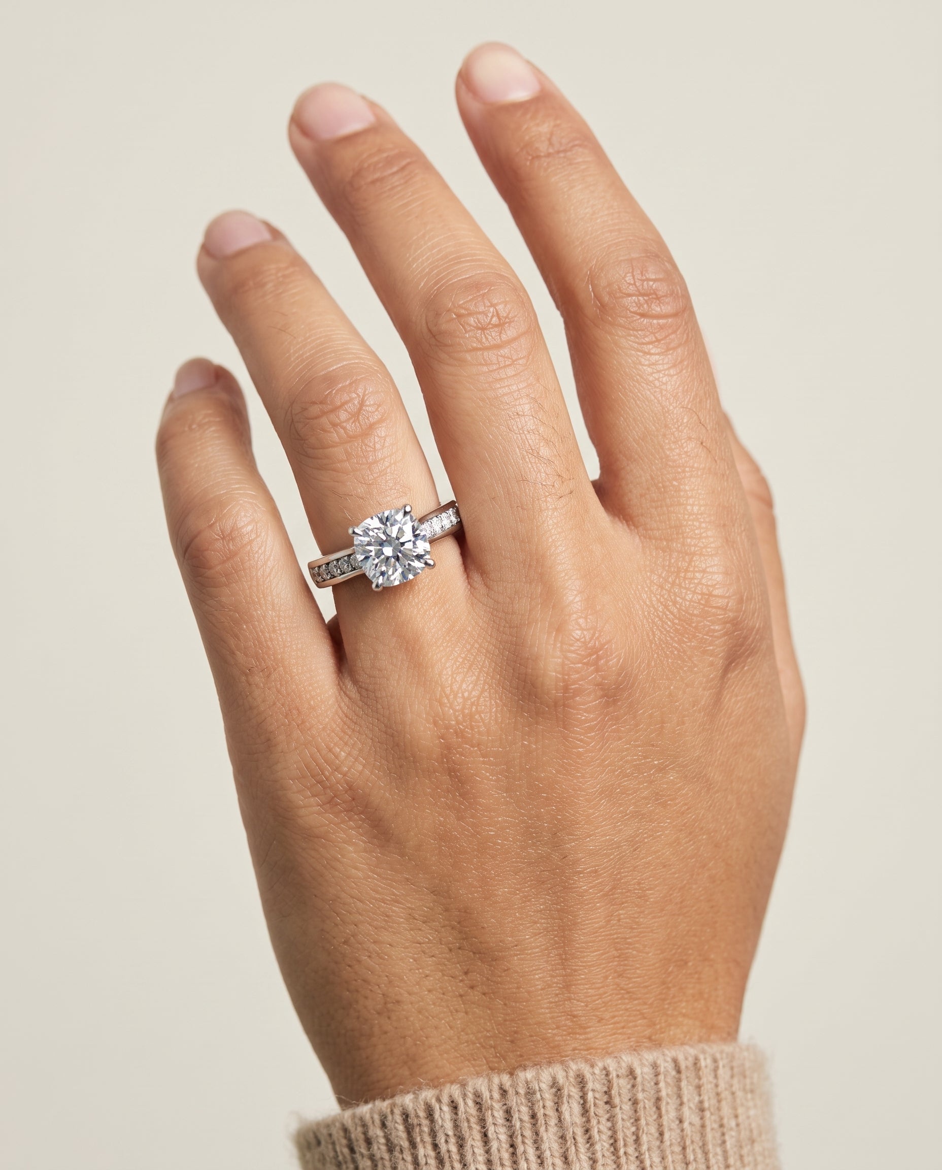 The Celesta engagement ring setting in Platinum, channel set pavé cut design | RockHer