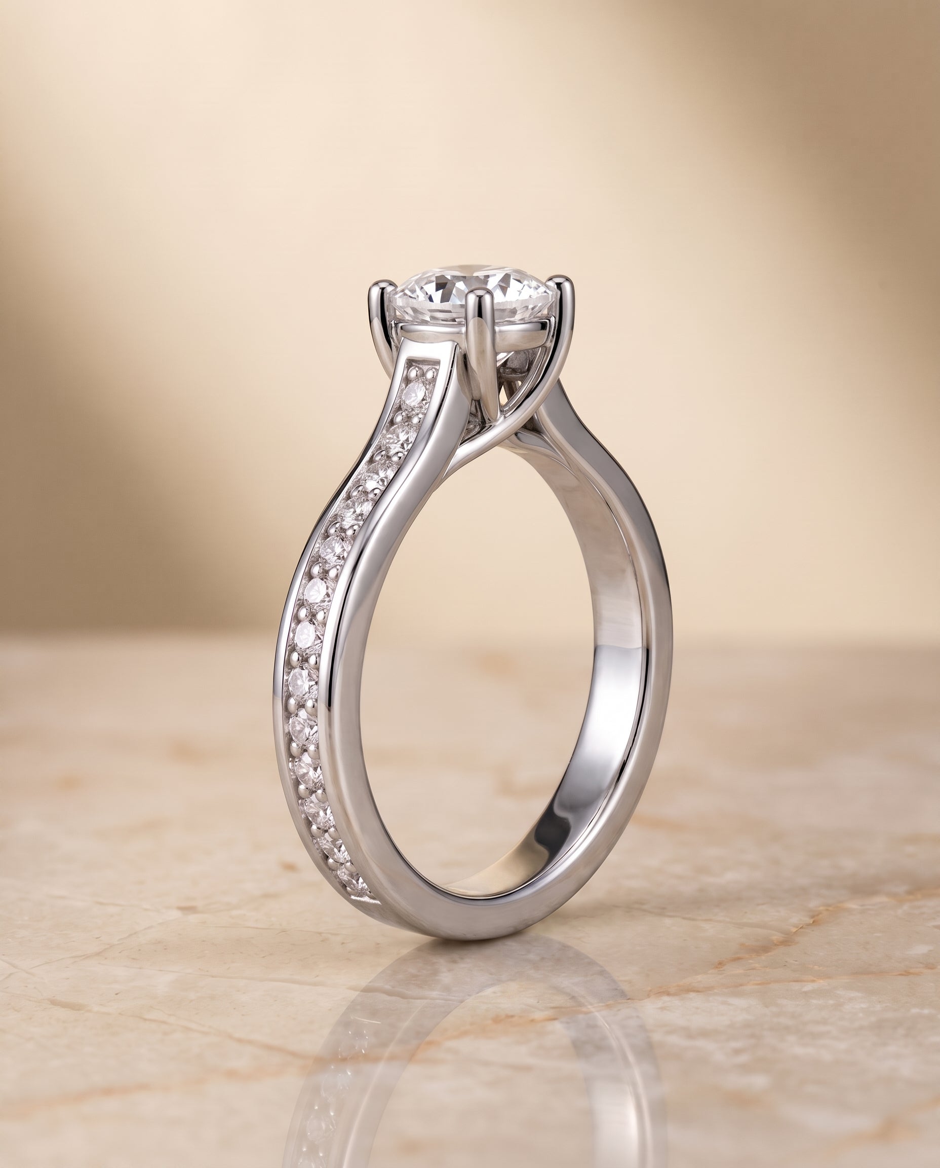 The Celesta setting for cushion diamonds, made to order in Platinum | RockHer