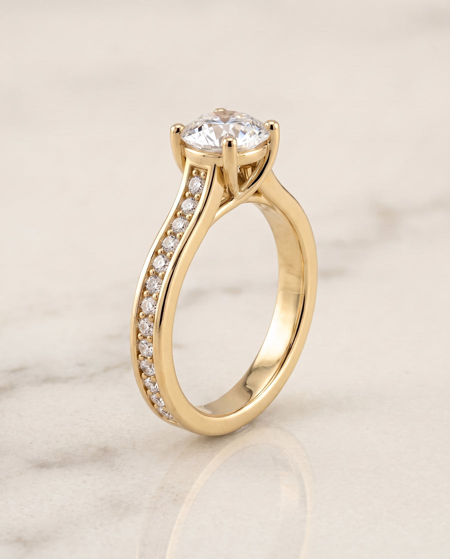 The Celesta Engagement Ring, made to order in our Los Angeles atelier