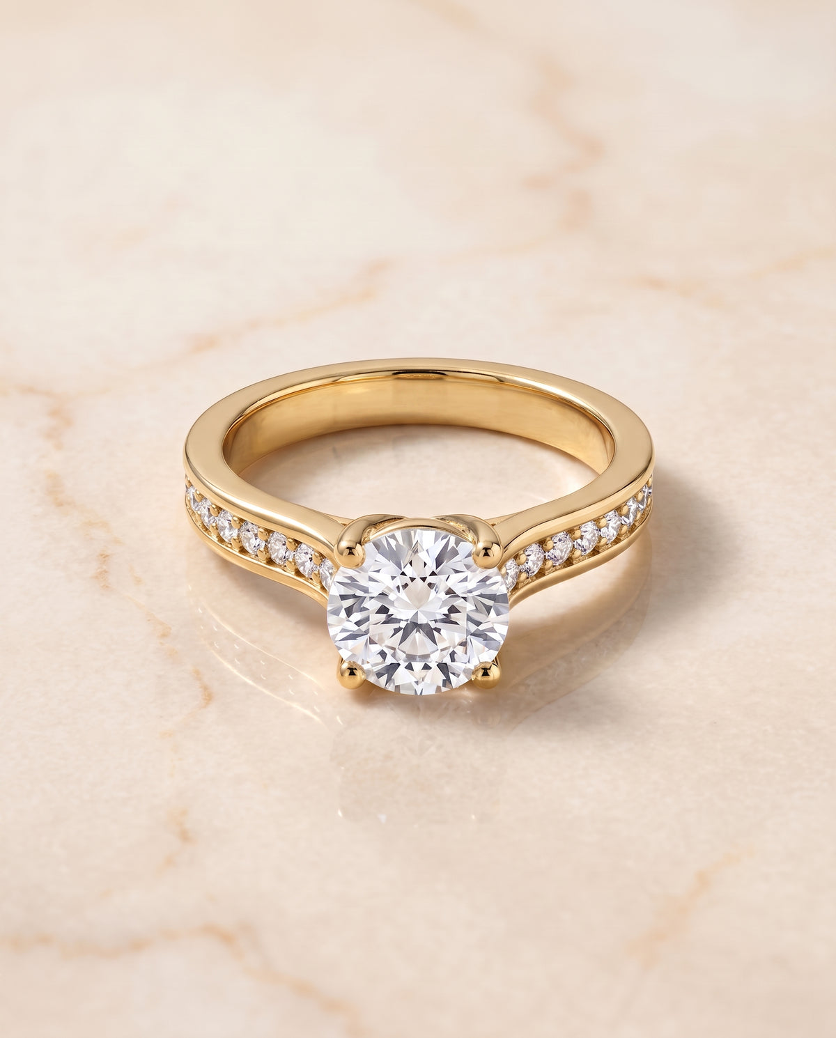 The Celesta round engagement ring setting in 18K Yellow Gold | RockHer