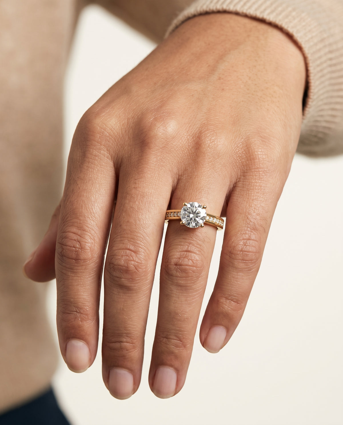 The Celesta engagement ring setting in 18K Yellow Gold, channel set pavé design | RockHer