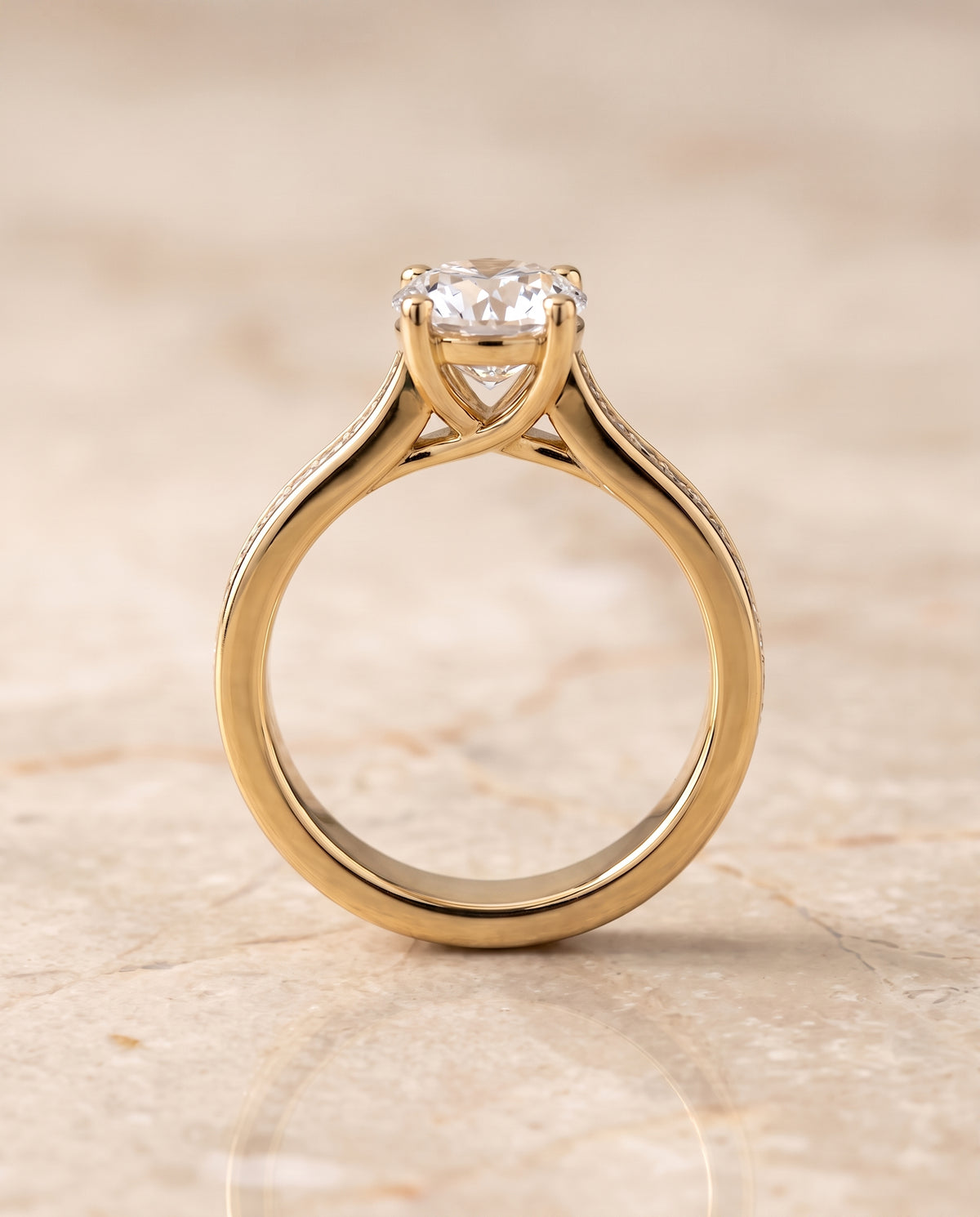 The Celesta setting for round diamonds, made to order in 18K Yellow Gold | RockHer