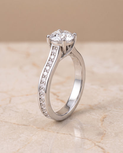The Celesta Channel Set Pavé Round Engagement Ring Setting in Platinum