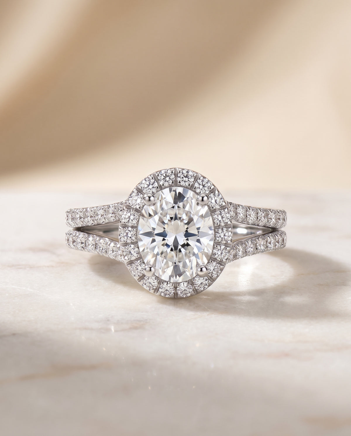 The Celine oval engagement ring setting in Platinum | RockHer