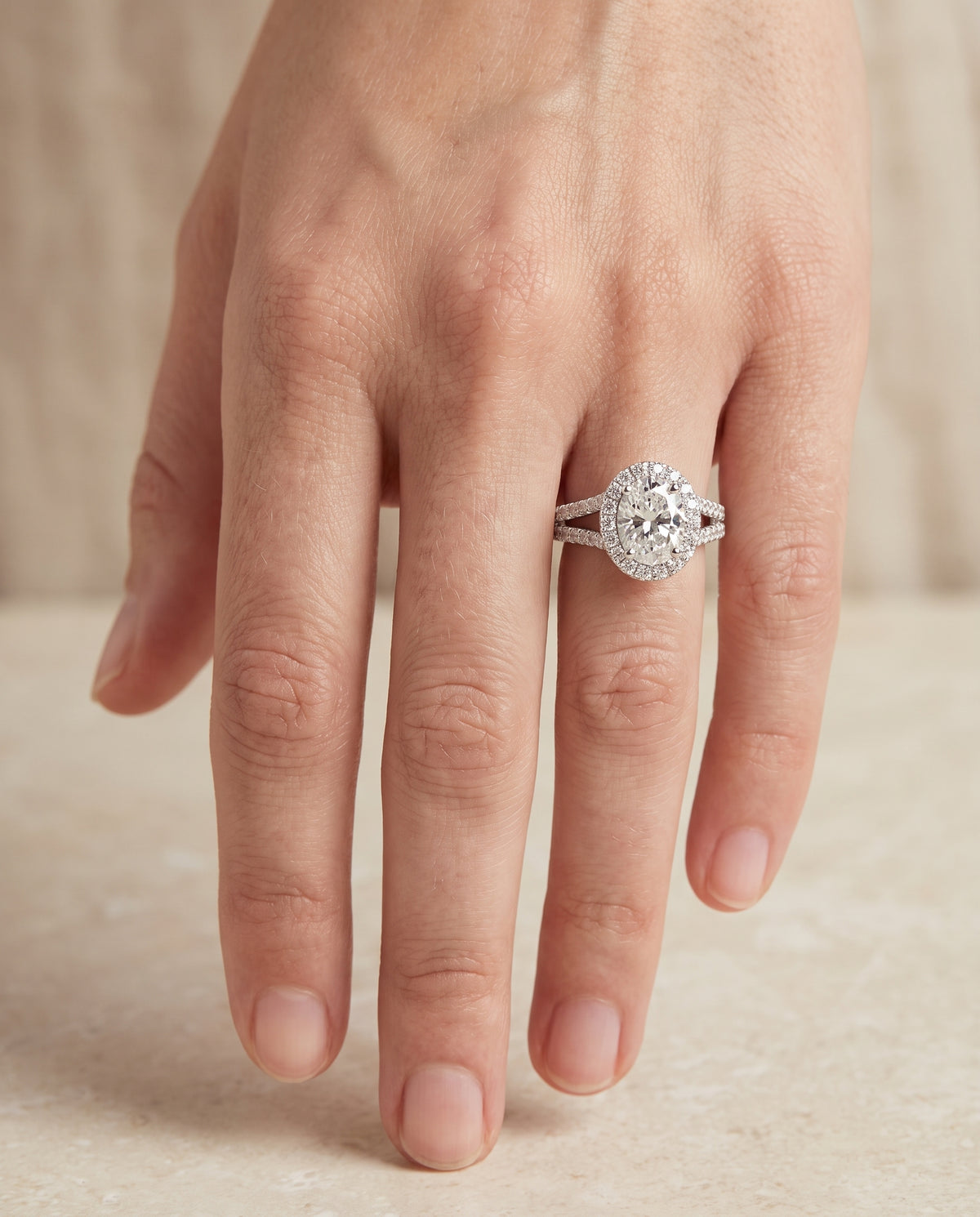 The Celine engagement ring setting in Platinum, two row pavé split shank halo design | RockHer