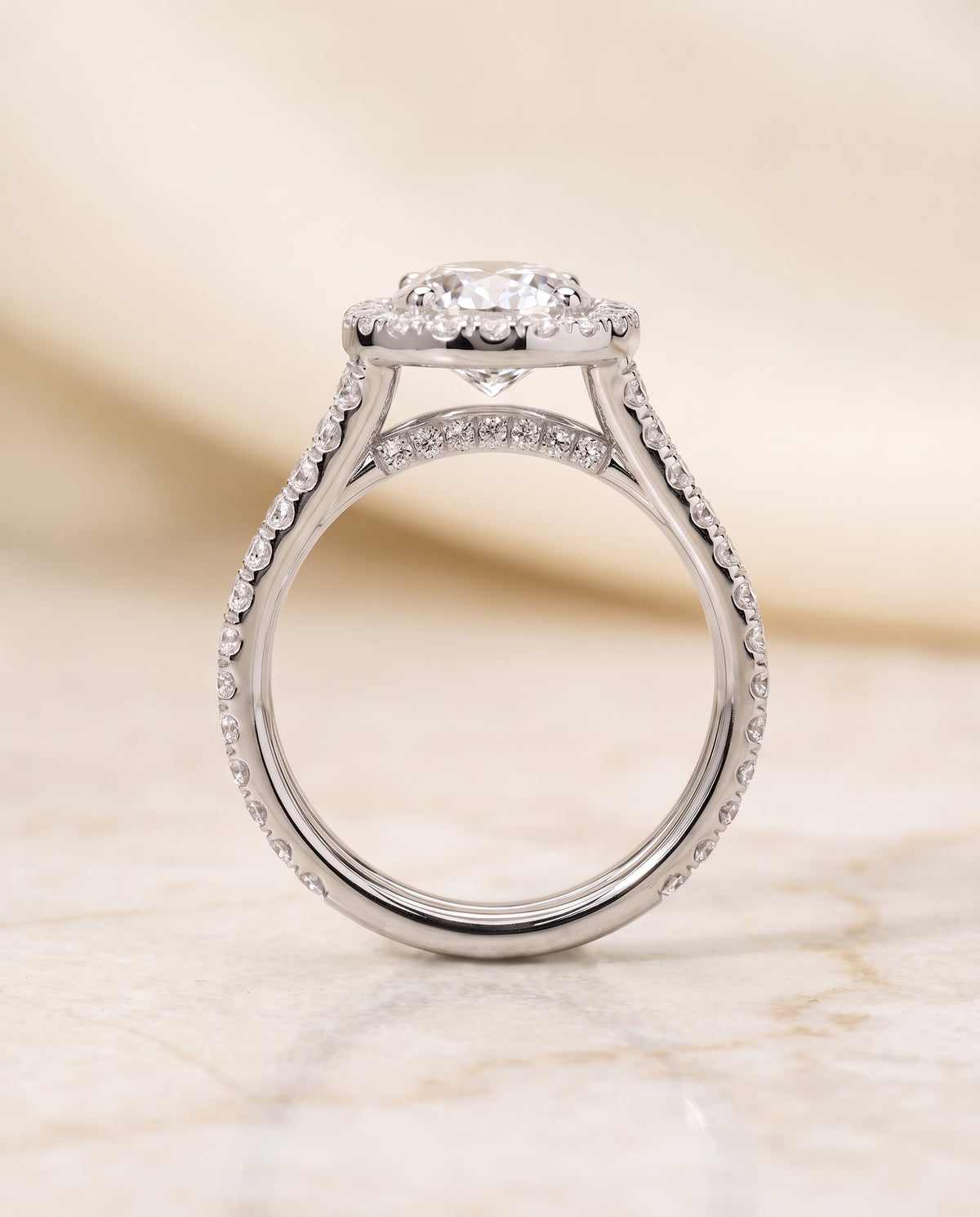 The Celine setting for oval diamonds, made to order in Platinum | RockHer