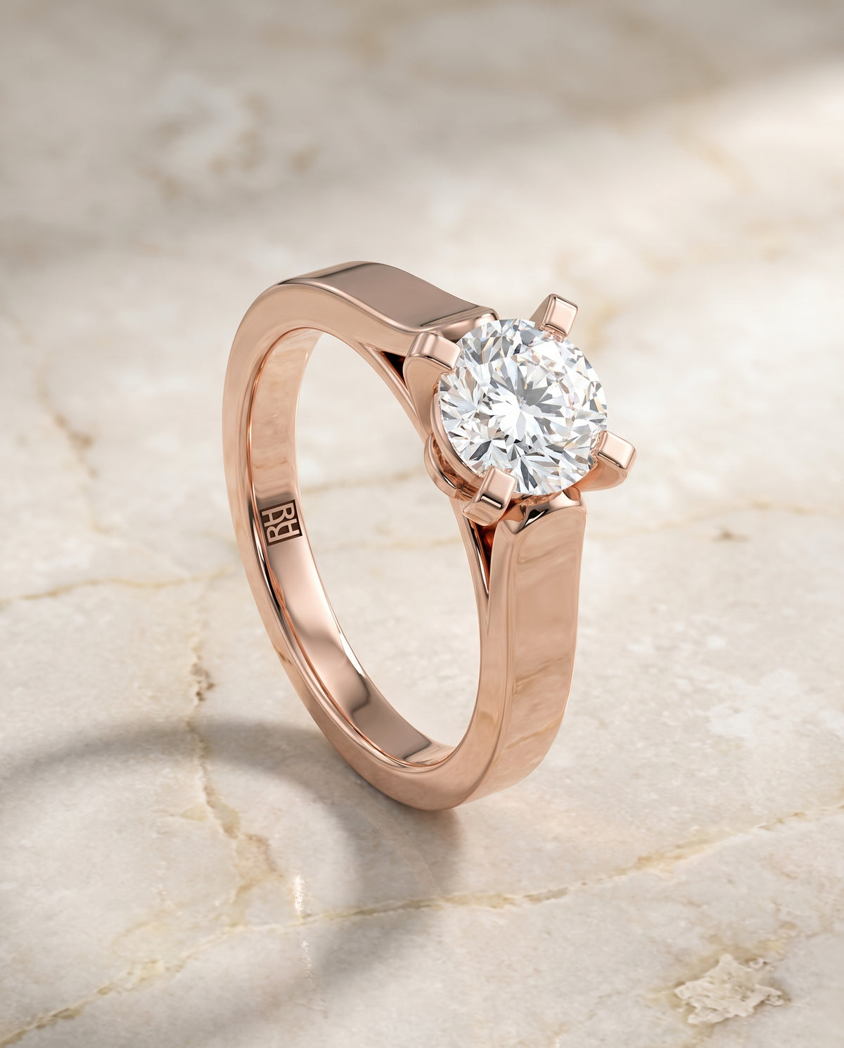 The Charlotte Cathedral Squared Edge Solitaire Cushion Cut Engagement Ring Setting in 14K Rose Gold