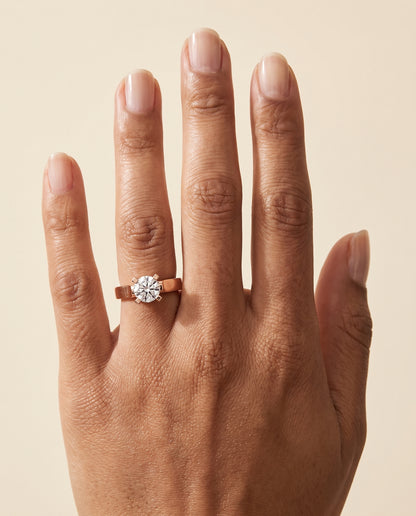 The Charlotte Cathedral Squared Edge Solitaire Cushion Cut Engagement Ring Setting in 14K Rose Gold