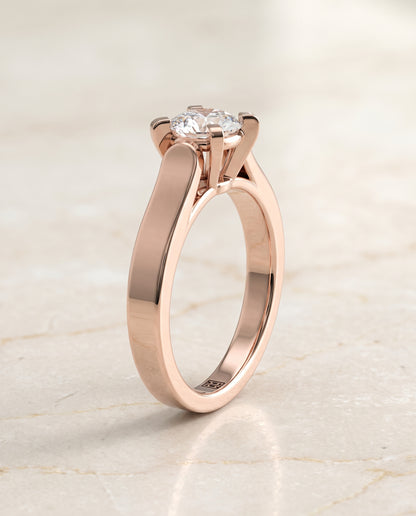 The Charlotte Cathedral Squared Edge Solitaire Cushion Cut Engagement Ring Setting in 14K Rose Gold