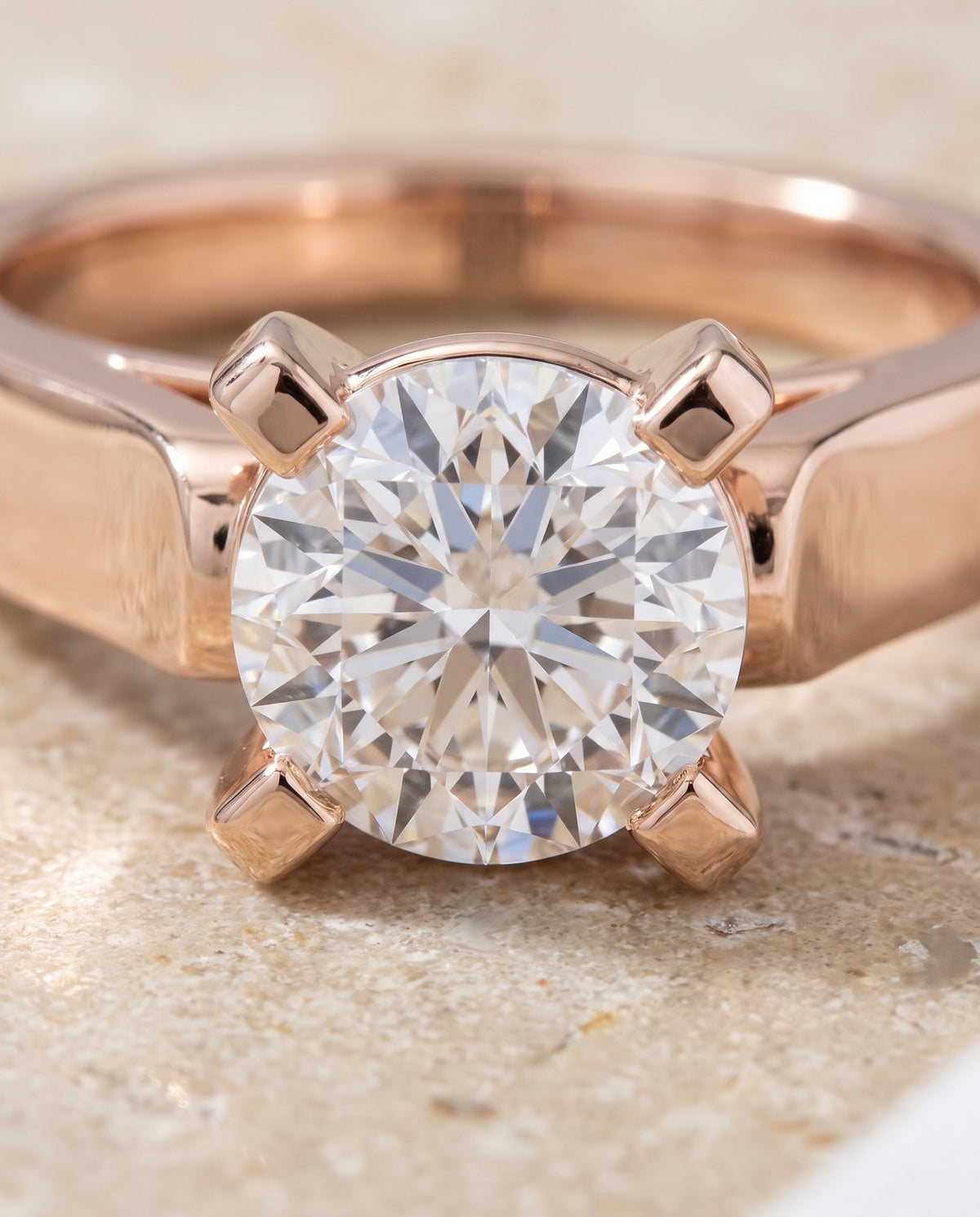 The Charlotte Cathedral Squared Edge Solitaire Cushion Cut Engagement Ring Setting in 14K Rose Gold