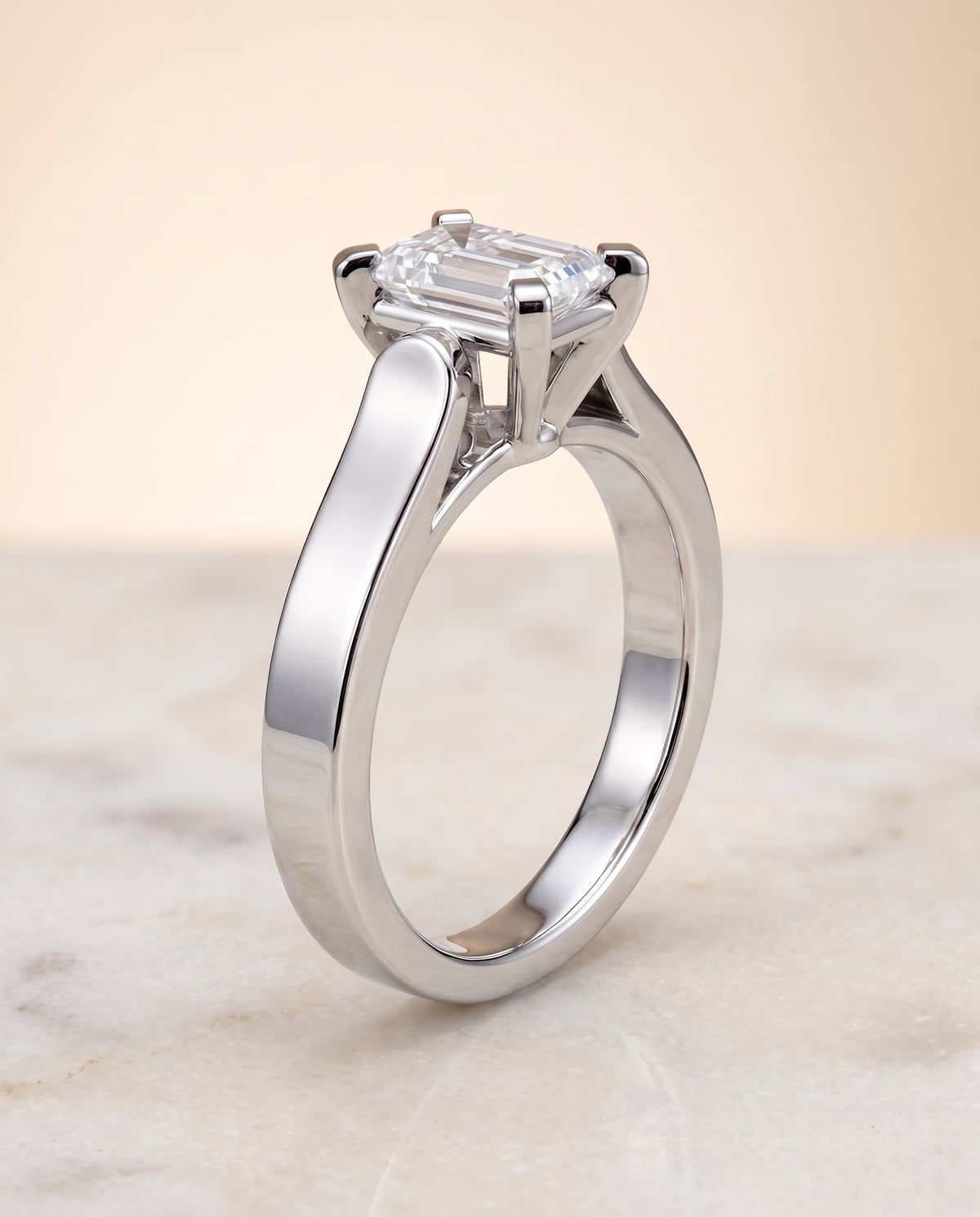 Cathedral Squared Edge Solitaire Cut styling on The Charlotte emerald engagement ring setting | RockHer