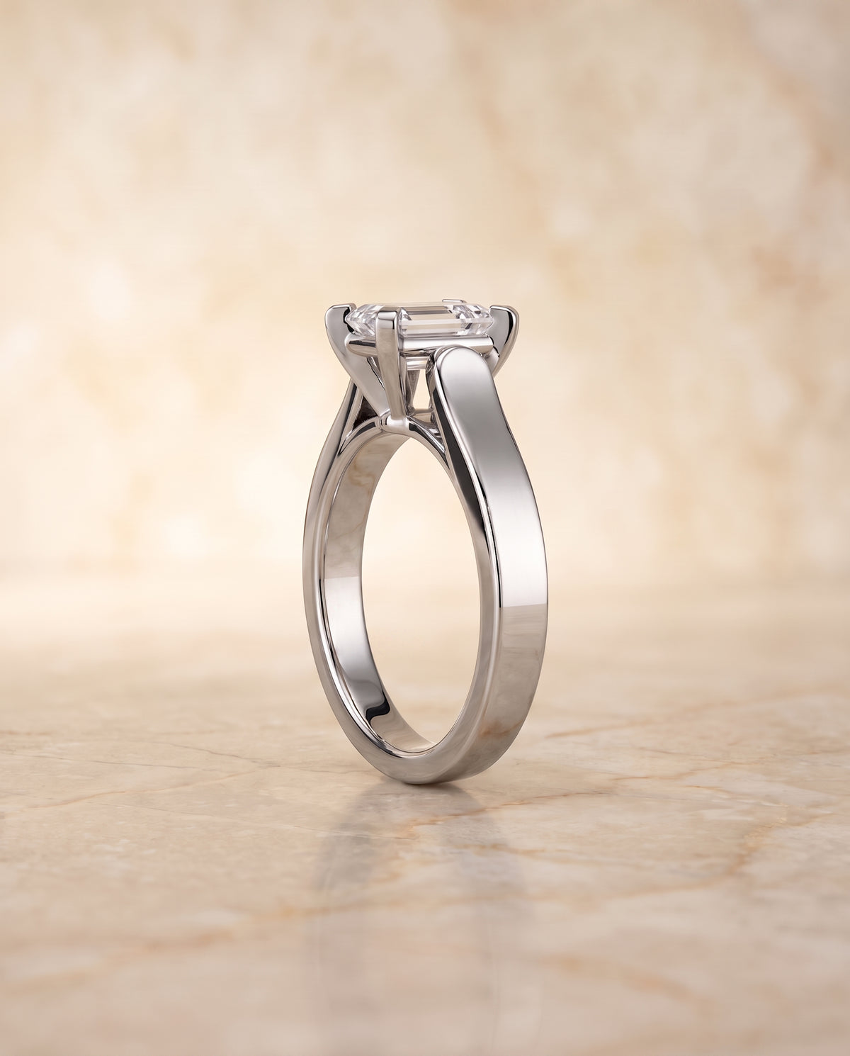 The Charlotte setting for emerald diamonds, made to order in Platinum | RockHer