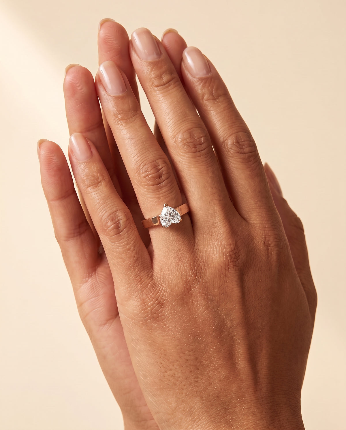 The Charlotte Cathedral Squared Edge Solitaire Heart Engagement Ring Setting in 14K Rose Gold