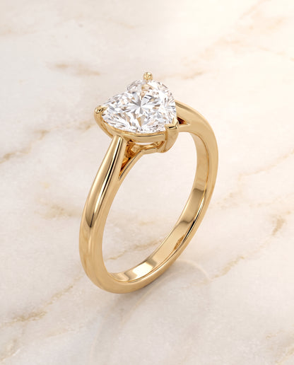 The Charlotte Cathedral Squared Edge Solitaire Heart Engagement Ring Setting in 18K Yellow Gold