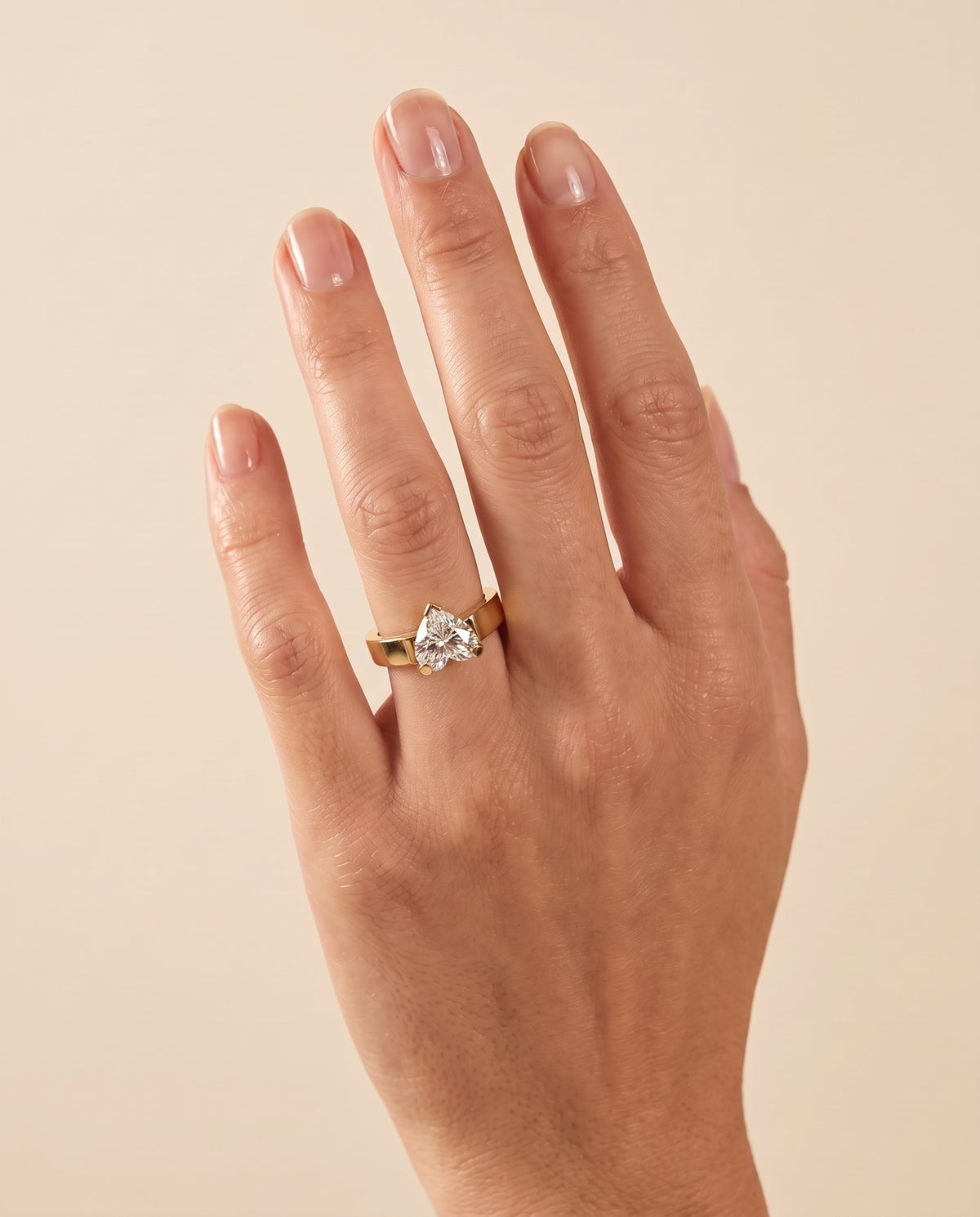 The Charlotte Cathedral Squared Edge Solitaire Heart Engagement Ring Setting in 18K Yellow Gold