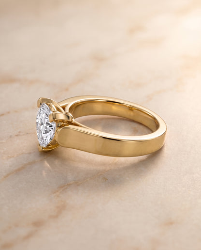 The Charlotte Cathedral Squared Edge Solitaire Heart Engagement Ring Setting in 18K Yellow Gold