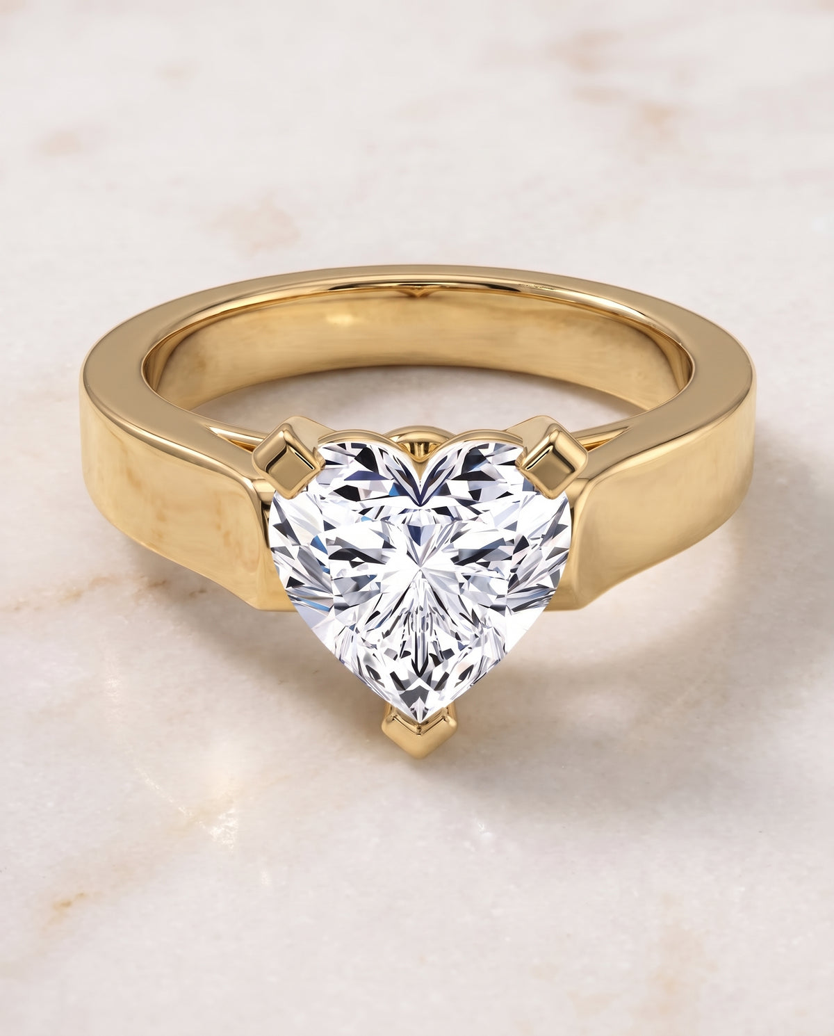 The Charlotte Cathedral Squared Edge Solitaire Heart Engagement Ring Setting in 18K Yellow Gold