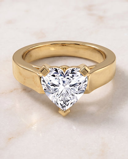 The Charlotte Cathedral Squared Edge Solitaire Heart Engagement Ring Setting in 18K Yellow Gold