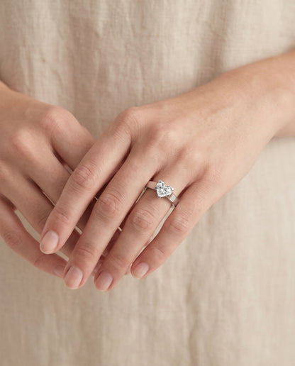 The Charlotte Cathedral Squared Edge Solitaire Heart Engagement Ring Setting in 18K White Gold