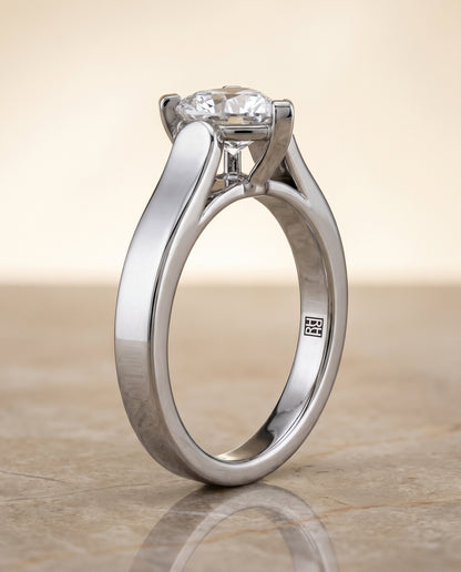The Charlotte Cathedral Squared Edge Solitaire Heart Engagement Ring Setting in 18K White Gold