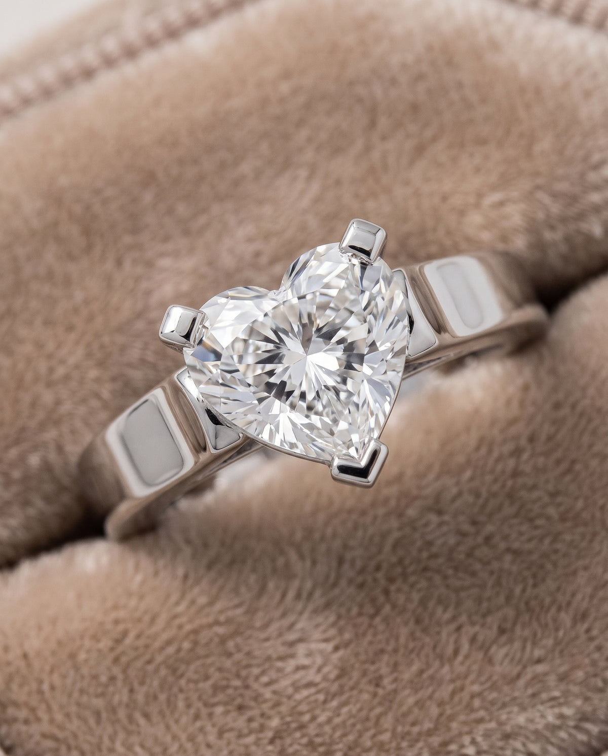 The Charlotte Cathedral Squared Edge Solitaire Heart Engagement Ring Setting in 18K White Gold