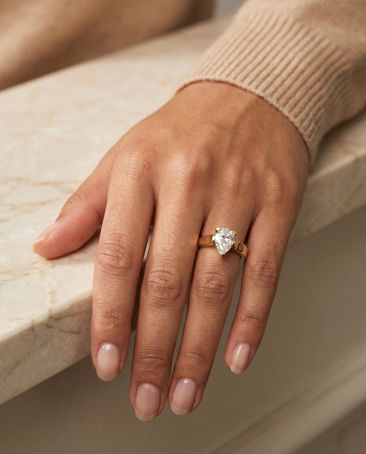 The Charlotte engagement ring setting in 18K Yellow Gold, cathedral squared edge solitaire design | RockHer